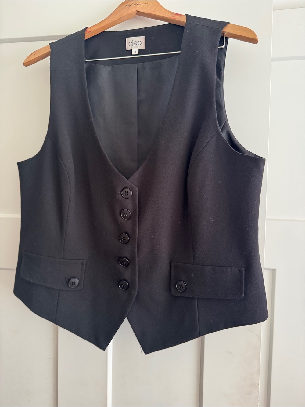 cleo Black Button-Front Waistcoat Vest